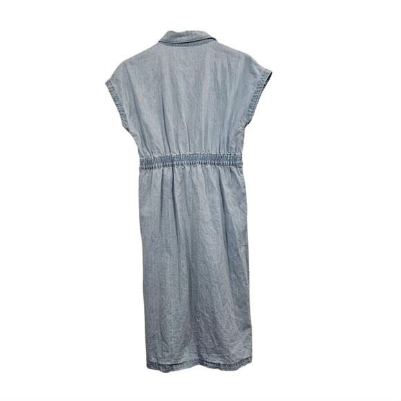 POL Denim Button Front Elastic Waist Cotton Midi Dress Size Small - Picture 3 of 8